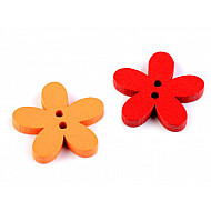 Wooden Decorative Button Bloom, mix of colours, 10 pc.