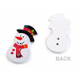 Wooden Decorative Button Snowman, white, 5 pc.