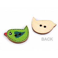 Wooden Decorative Button Bird, mix, 10 pc.