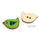 Wooden Decorative Button Bird, mix, 10 pc.