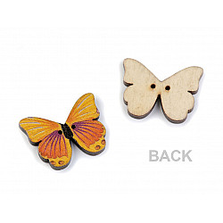 Decorative Wooden Button Butterfly, mix, 10 pc.