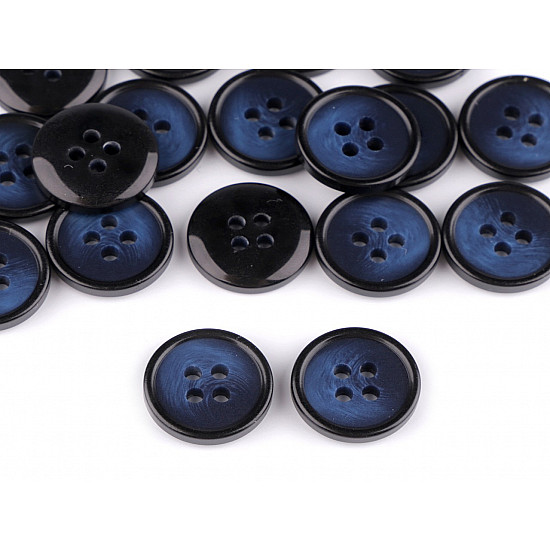 Button with fine Patina, size 24, blue dark, 20 pc.