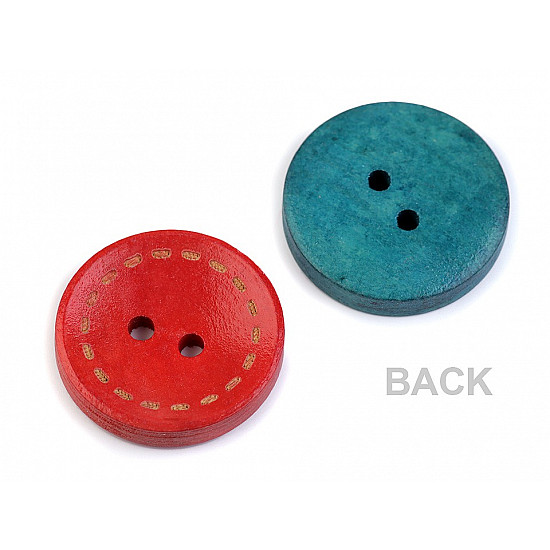 Wooden Decorative Button, mix of colours, 25 pc.