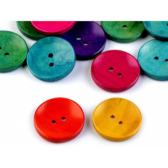 Wooden Decorative Button, mix of colours, 25 pc.