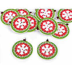 Decorative Christmas Wooden Button, red, 10 pc.