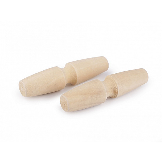 Wooden Toggle Button 15x60 mm, ivory, 10 pc.