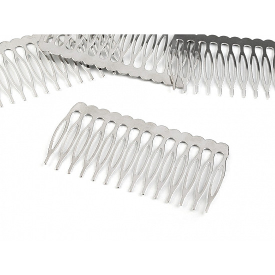 Metal Hair Comb 40x75 mm, platinum, 4 pc.