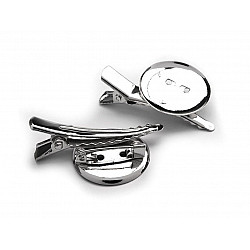 Alligator Clip With Pin Back / DIY 25x40 mm universal, platinum, 2 pc.