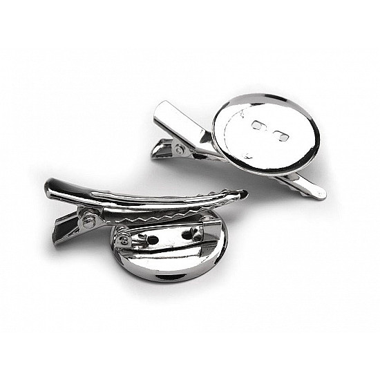 Alligator Clip With Pin Back / DIY 25x40 mm universal, platinum, 2 pc.