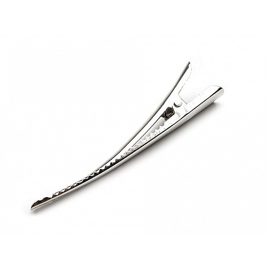 Alligator Hair Clip with Teeth 75 mm, silver, 4 pc.