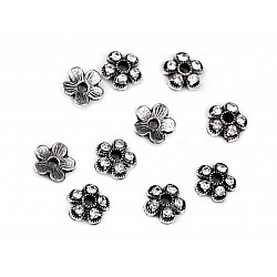 Metal Bead Cap with Rhinestones Ø8 mm, platinum, 4 pc.