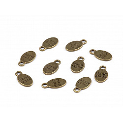 Metal Charm Hand Made 8x15 mm, vintage brass, 10 pc.