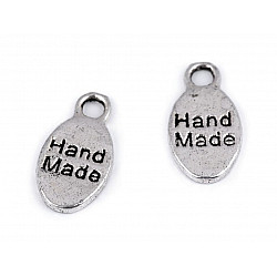 Metal Charm Hand Made 8x15 mm, platinum, 10 pc.