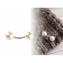 Curved Barbell with Faux Pearls / Clothing Decor, white