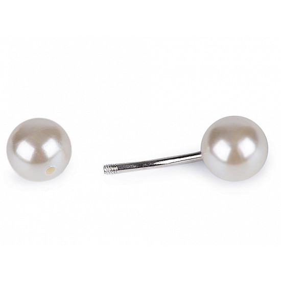 Curved Barbell with Faux Pearls / Clothing Decor, white