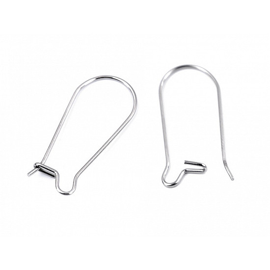 Stainless Steel Ear Wire Kidney Shape 25 mm, platinum, 4 pc.