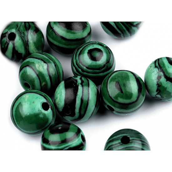 Synthetic Mineral Beads Malachite Ø8 mm (package 10 pc.)