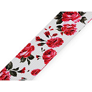 Printed Elastic width 30 mm - white, 1 ml.