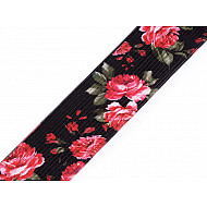 Printed Elastic width 30 mm - black, 1 ml.