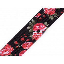 Printed Elastic width 30 mm - black, 1 ml.