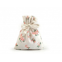 Cotton String Bag with Flowers 10x12 cm (package 2 pc.) - ecru light