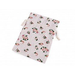 Cotton String Bag with Flowers 13x18 cm