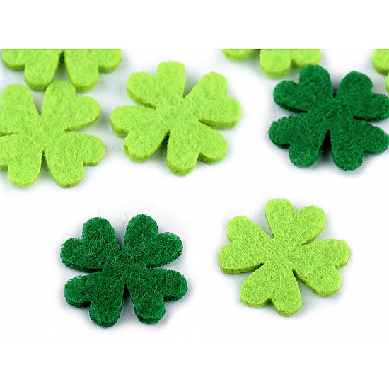 Felt Clover Leaf Ø20 mm, mix of colours, 10 pc.