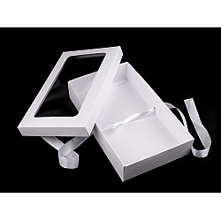 Folding Paper Box with Window and Ribbon (package 5 pc.) - white