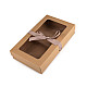 Folding Paper Box with Window and Ribbon (package 5 pc.) - natural brown