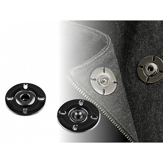 Design Snap Fasteners / Snaps Ø21 mm, black nickel, 2 pr.