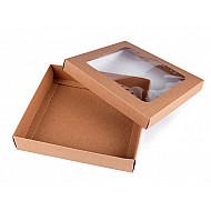 Paper Box with See-through Window (package 4 pc.) - natural brown