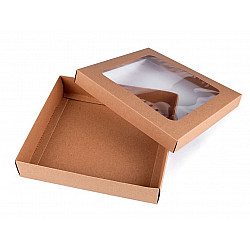 Paper Box with See-through Window (package 4 pc.) - natural brown