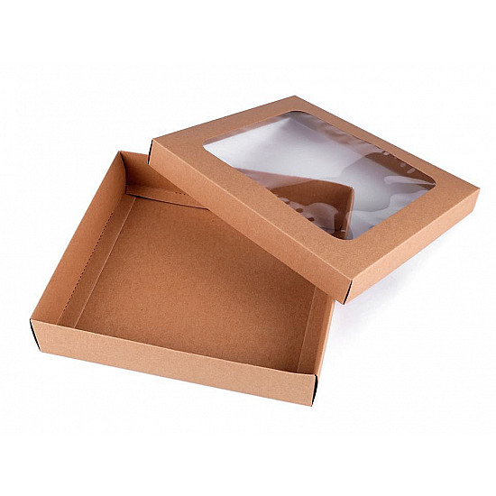 Paper Box with See-through Window (package 4 pc.) - natural brown