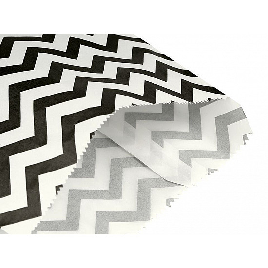 Paper Bag 13x17 cm (package 100 pc.) - white-black - chevron