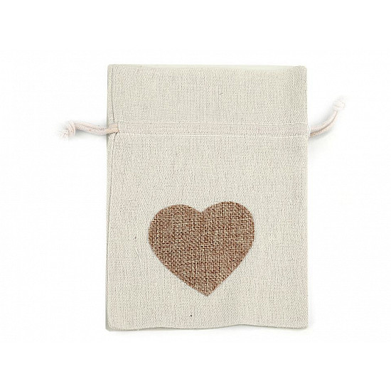 Cotton Drawstring Bag Heart 13x18 cm (package 10 pc.)