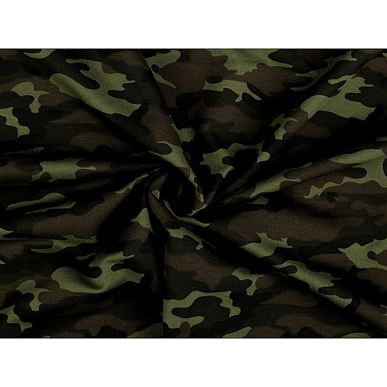 Single Knit Cotton Jersey Fabric, Green Camouflage (sold by the meter)