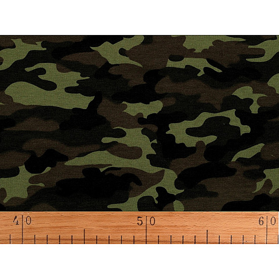 Single Knit Cotton Jersey Fabric, Green Camouflage (sold by the meter)