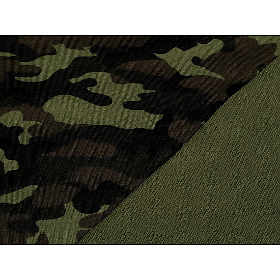 Single Knit Cotton Jersey Fabric, Green Camouflage (sold by the meter)