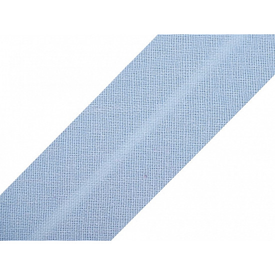 Single Fold Bias Binding cotton width 30mm (card 25 m) - light blue