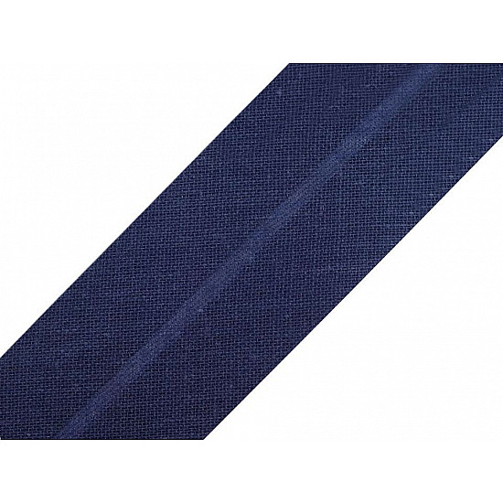 Single Fold Bias Binding cotton width 30mm (card 25 m) - dark blue