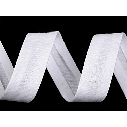 Cotton Bias Binding Tape width 20 mm folded, elastic - white, 1 ml.