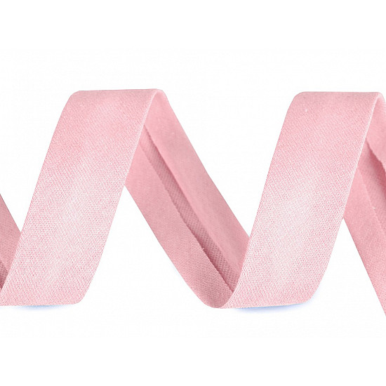 Cotton Bias Binding Tape width 20 mm folded, elastic - light pink, 1 ml.