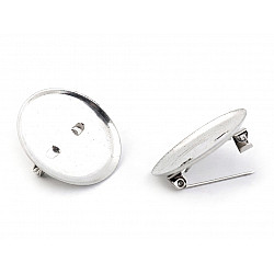 Round Pin Back Ø23 mm, platinum, 10 pc.