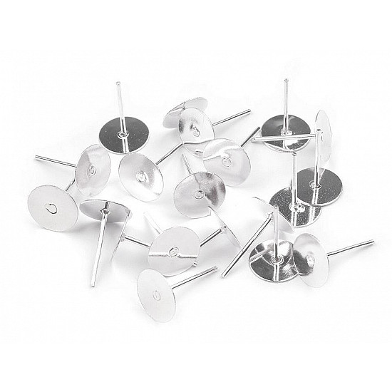 DIY Stud Earrings Posts Ø8 mm, silver, 20 pc.