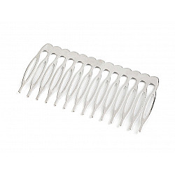 Metal Hair Comb 40x75 mm, platinum, 4 pc.