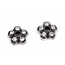 Metal Bead Cap with Rhinestones Ø8 mm, platinum, 4 pc.