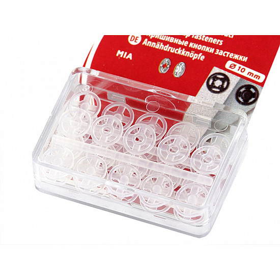 Sew-on Snap Fasteners Ø10 mm, Transparent