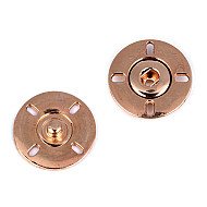 Design Sew on Metal Press Snaps / Fasteners Ø25 mm, pink gold, 2 pr.