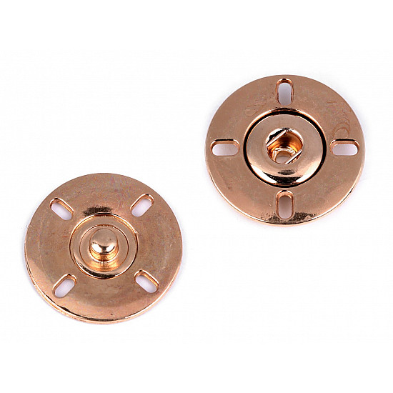 Design Sew on Metal Press Snaps / Fasteners Ø25 mm, pink gold, 2 pr.