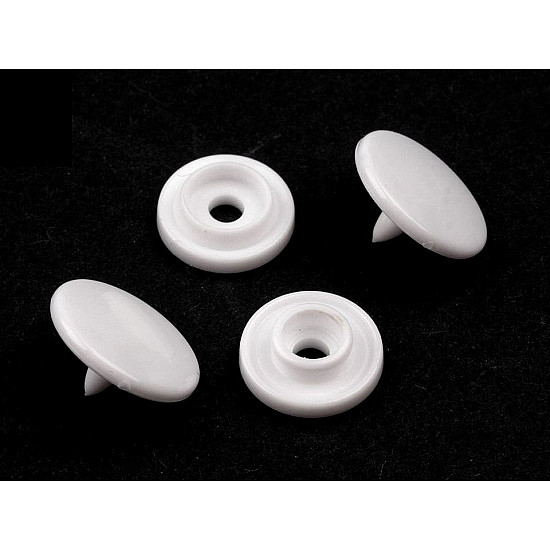 Plastic Snap Fastener size 16, white, 50 set